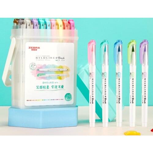 10 New Colors Zebra WFT8 MildLiner Double Tip Highlighter Soft Brush Painting Marking Pen Japanese Stationery Original Product