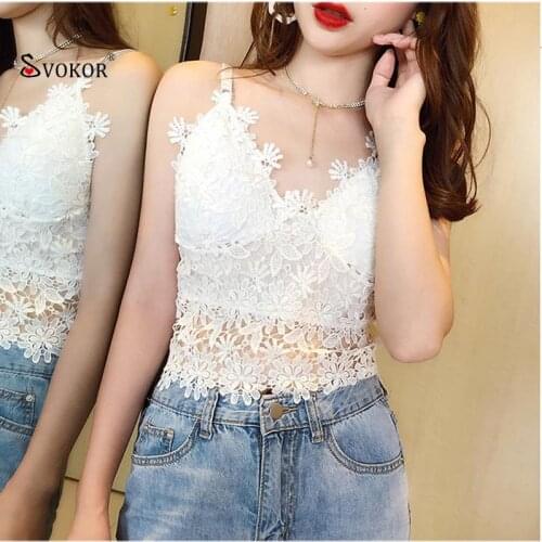 SVOKOR Zipper-Style Tank Tops Bra Beauty Back Womens Wrapped Chest Girl Sexy Lace Hollow V-Neck Underwear