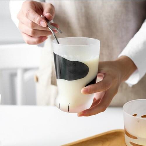 Cute Cat Claw Mug Coffee Cup Frosted Glass Tumbler Drinkware Breakfast Milk Tea Juice Household Cups Kids Couples Girls Gift