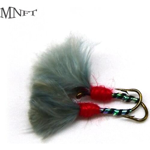 MNFT 10PCS 10# Gray Wool Nymphs Green Flash Zebra Mosquito Lure Fly Fishing Trout