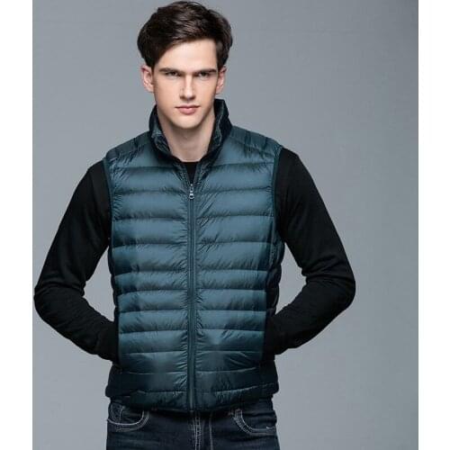 Mens Warm Duck White Down Vest Ultra Light Loose Jackets Men Fashion Sleeveless Outerwear Coat Autumn Winter Waistcoat Plus Size