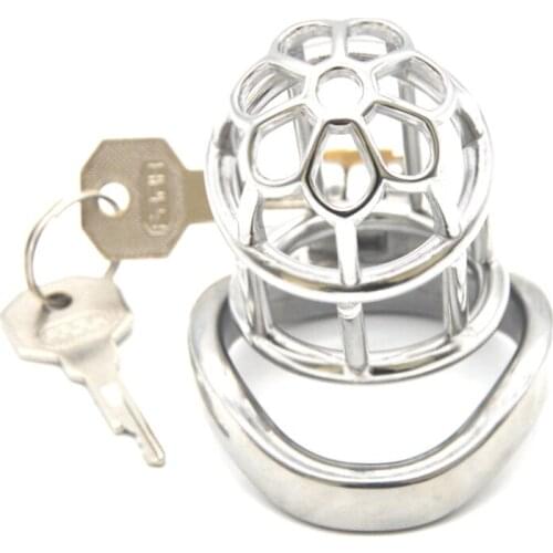Male Chastity Device Stainless Steel Creative Plum Blossom Head Lengthening Chastity Cage Male Sex Ring for Men G7-247A