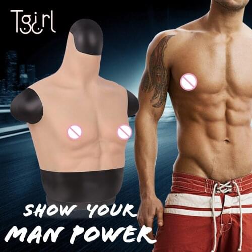 Fake Chest Muscle Belly Macho Soft Silicone Man Artificial Simulation Muscles High Collar Version