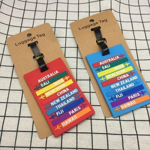 Country Name Silicone Suitcase Label ID Address Name Holder Travel Accessories Luggage Tag PVC Suitcase Tag Portable Baggage Tag