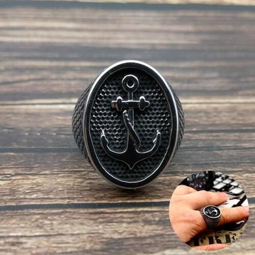 2021 New Hip-Hop Hipster Personality Mens Navy Anchor Ring Punk Retro Gothic Jewelry Girl Accessories