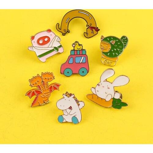 Cute Animals Metal Badges for Backpack Cartoon Badges for Clothes Unicorn Enamel Pins for Backpacks Clothes Lapel Pin Badge Gift