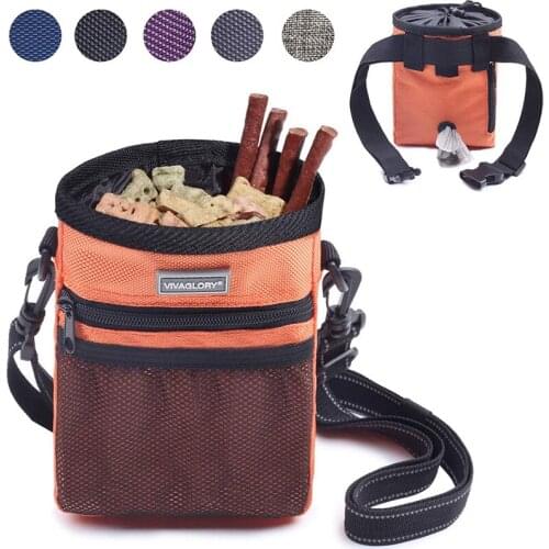 Portable Outdoor Pet Dog Treat Pouch Orange Dog Training Bags Pet Food Container Puppy Snack Reward Waist Bag