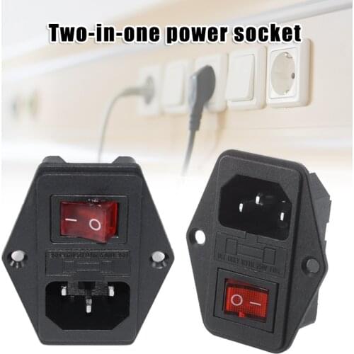 3 In 1 Power Socket with Fuse Holder Rocker Switch+Light Inlet Module Connector PUO88