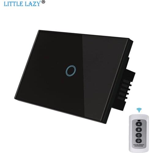 RF Touch Switch Wireless Remote Control Effective Distance 20M Tempered Glass Panel US Standard 1Gang Home Wall Light Switch