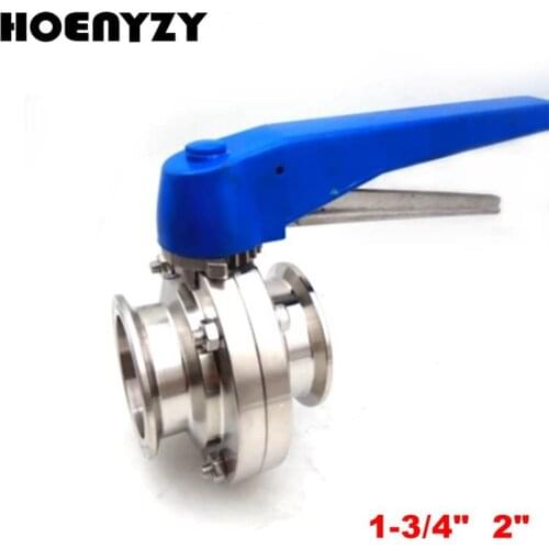 1-3/4" 2" Pipe OD 45mm 51mm Sanitary Butterfly Valve SS304 Ferrule OD 64mm Fit Tri Clamp Squeeze Trigger Handle for Homebrew