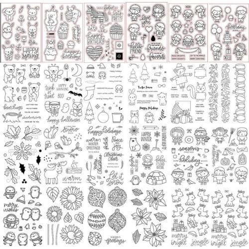 Happy Winter Christmas Tree Transparent Silicone Clear Stamp For Scrapbooking DIY Craft Decoration Soft Stamp Photo Album 2020