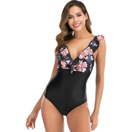 Sexy Off Shoulder Ruffle One Piece Swimsuit Swimwear Women 2020 New Deep-V Bathing Suit Plus Size Beach Wear Swim Suit Beachwear