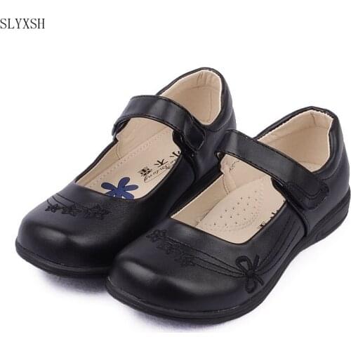 SLYXSH Children Girl Student Shoes School Black Leather Shoes Girls Fashion Princess Shoes Kids Classic Glowing Uniforms Sinlge