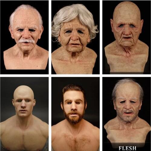 Scary Old Man Full Head Latex Halloween Funny Masks Supersoft Old Man Adult Mask Creepy Party Decoration Head Helmet Masks