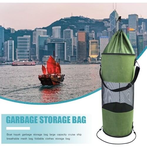Boat Trash Bag Portable Reusable Mesh Hanging Kayak Garbage Bin Container Boat Automobiles Interior Accessories Organizer Basket