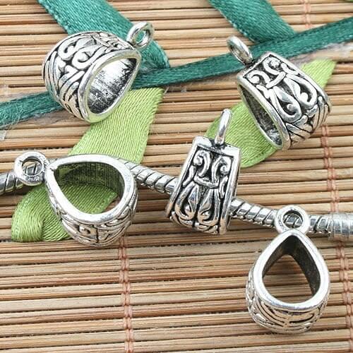 Tibetan Silver color crafted spacer bail charms 20pcs EF0033