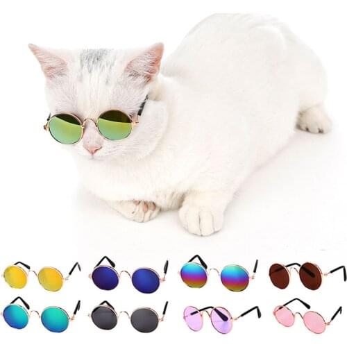 Pet Products Lovely Vintage Round Cat Sunglasses Reflection Eye Wear Glasses for Cats Puppies Dogs Pet Photos Props Accessories
