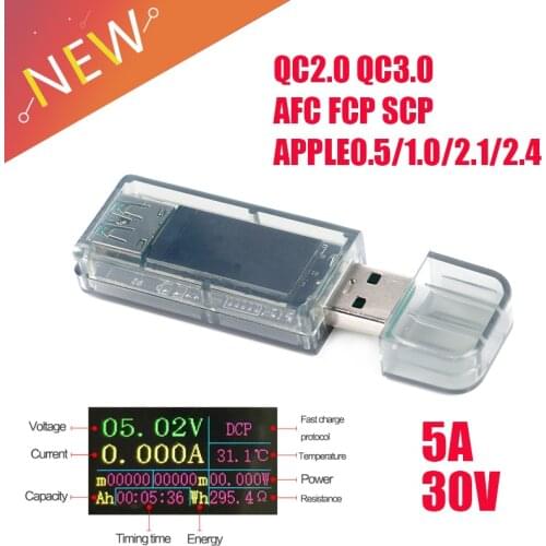 USB Current Voltage Capacity Tester Volt Current Voltage Detect Charger Capacity Tester Meter Mobile Power Detector Battery Test