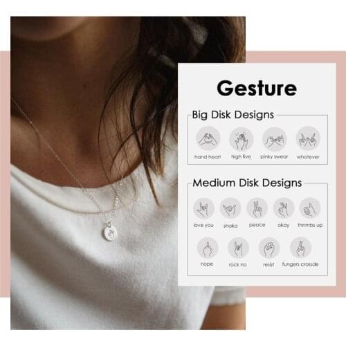 Visunion Elegant Necklace Engraving Gestures Personality Pattern Pendant Necklace Stainless Steel Rose Gold Silver Color Jewelry