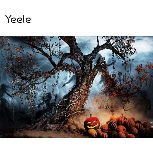 Yeele Halloween Night Background Dead Tree Forest Pumpkin Lantern Backdrop Cosplay Party Photography Photo Studio Photophone