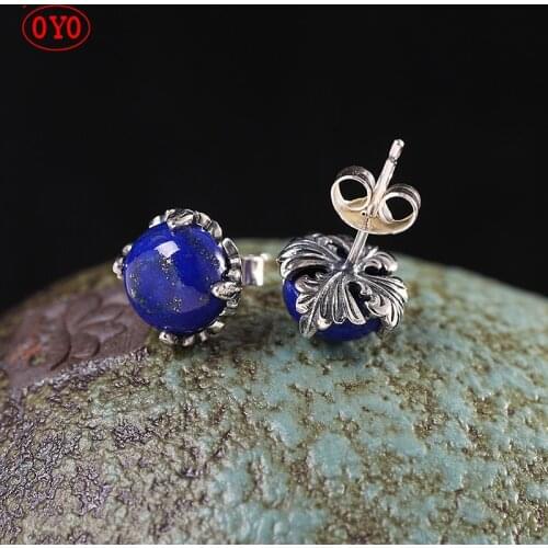 S925 silver jewelry womens lapis lazuli earrings new