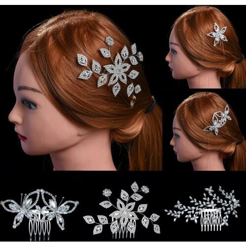 Stars and Butterfly Full Crystal Hairbrush Bridal Hairpin Women Tuck Comb CZ Hair Combs for Prom/Wedding/Birthday Party