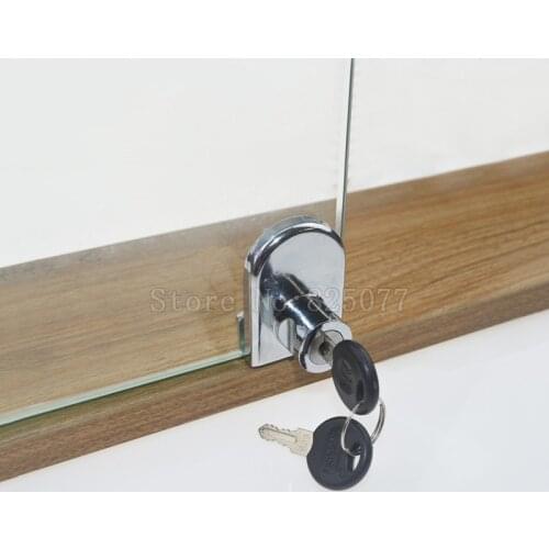 1PCS Single Double Glass Cabinet Door Lock Showcase Display Locking With 2 Keys For 5-8MM Glass JF1525