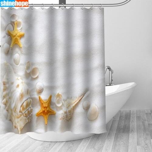 1PC New Beach shells Shower Curtains for Bathroom Polyester Shower Curtain Printing Curtain Cartoon Shower Curtains