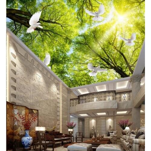 Custom 3d mural wallpaper European style Ceiling Sky Tree 3d wallpaper living room Home Decoration