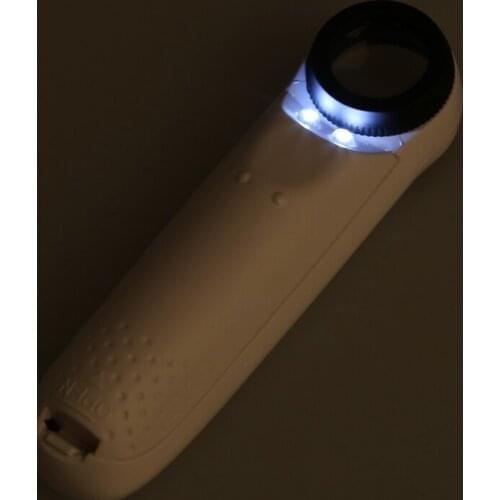 40X Handheld 2 LED Light Magnifier Reading Magnifying Glass Lens Jewelry Loupe