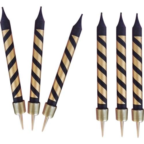 6pcs/lot Surprise Creative Straight Barrel dark Golden Champagne Firewor-k Magic Wand Burning Candle Cake Deco Party Supply 2021