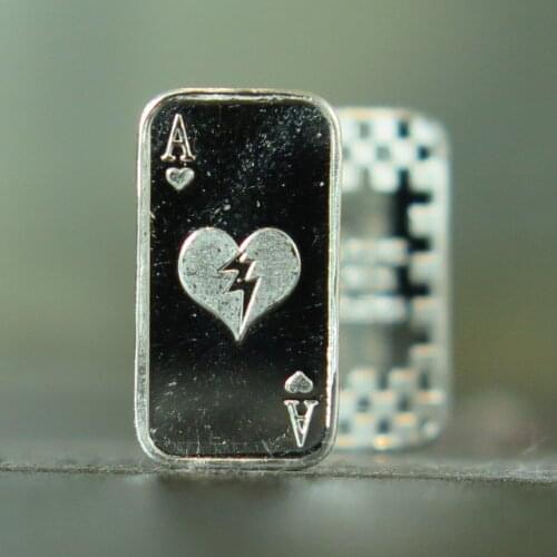 10 pcs/lot 1g silver ace of hearts card bar A026T
