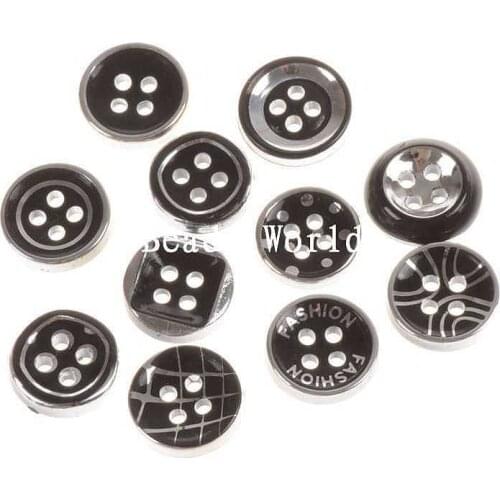 Botones Resin Buttons 200 Pcs Mixed Black Pattern 4 Holes Resin Sewing Buttons Scrapbooking Jewelry Diy 12-13mm(w05669 X 1)