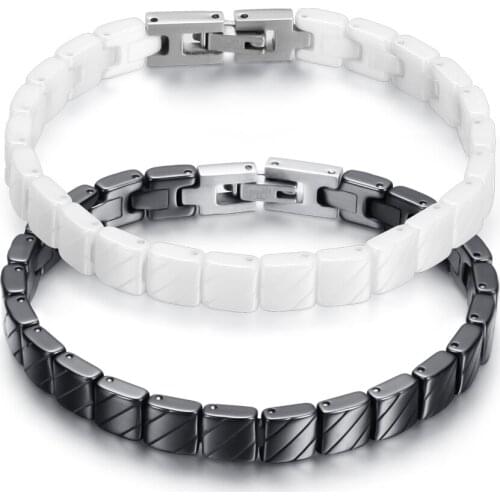 Bangles Bracelets For Women Black White Ceramic Bracelets Stainless Steel Buckle Decoration Ceramic Jewelry