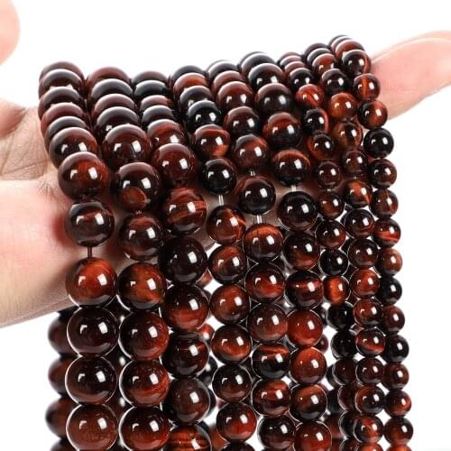 Smooth Natural Red Tiger Eye Stone Beads Round Loose Spacer Bead For Jewelry Making Bracelet DIY Charm Accessories 4/6/8/10/12MM