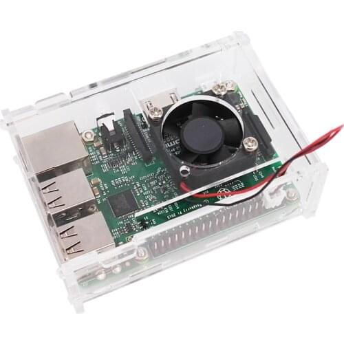 Free shipping Raspberry PI case raspberry pi B+ shell with a small fan,With a fixed screw, thickened acrylic shell, strong fan