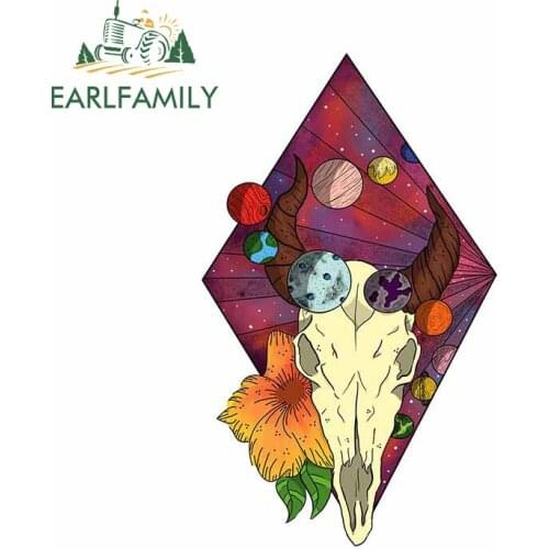 EARLFAMILY 13cmx 8.1cm for Bull Skull Colored Car Stickers Laptop Decals Auto Refrigerator Vinyl Material Decal Decoration