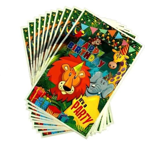 10pcs Safari Party Cartoon Animal Gift Bag For Baby Shower Birthday Jungle Party Supply Souvenir Bag Kid Boys Favor Birthday