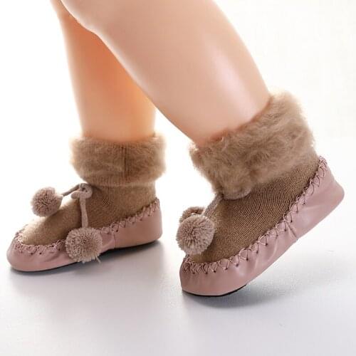 Baby cotton non slip socks boys girls newborn infant winter warm anti slip long sock shoes soles new toddler velvet thermal sock