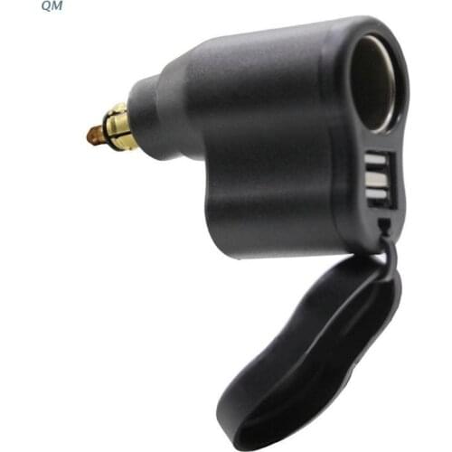 Dual USB Charger DIN Cigarette Lighter Socket for bmw Hella Motorcycle 13MF