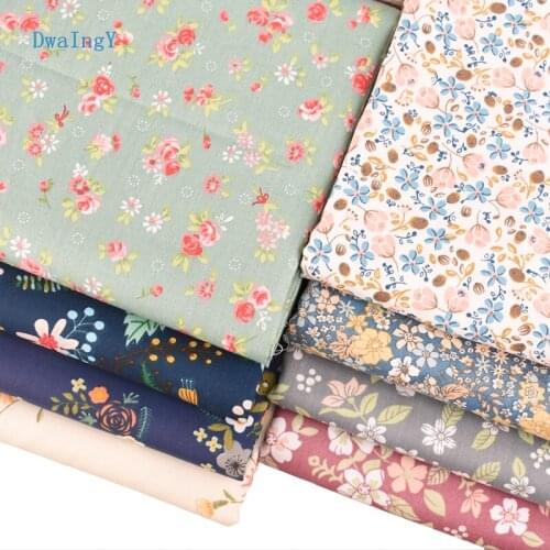 DwaIngY Flower Series Printing Twill Cotton Fabric For Sewing,Patchwork,DIY Quilting Cloth Fat Quarters Baby Doll Material Meter