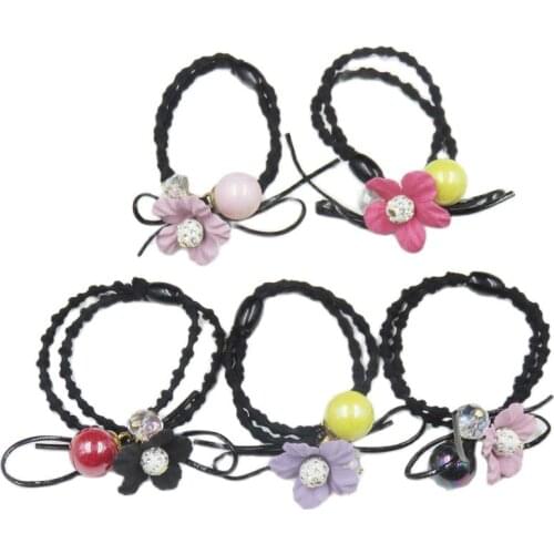 10PCS/LOT Creative Colorfull Balls Flower Elastic Hair Bands For Girls Bohemian Scrunchy Fashion Kids Hair Accessories For Women