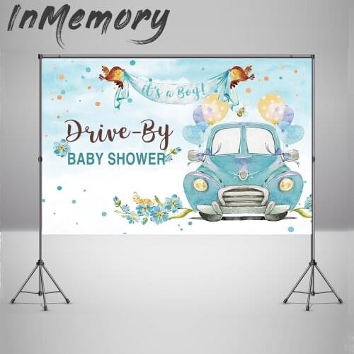 Photography Background Props Drive-By Its a Boy Baby Shower Birthday Party Photocall Backdrop for Photo Studio Banner Vinyl
