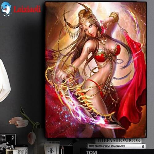 Female warrior 5D DIY Diamond Painting Japanese Anime Full Square Round Drill Cross Stitch girl Diamond Embroidery Mosaic Decor
