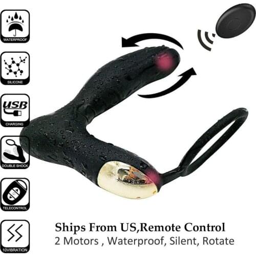 Ring For Penis Vibrator Remote Prostate Stimulator Penis Vibration Ring Cock Prostate Massager Delay Ejaculation Male Anal Toys
