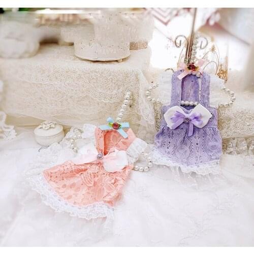 Handmade Luxury Dog Dress 4 Colors Pet Outfit Lace Princess Apparel Canada France Poodle Maltese Drop Shipping