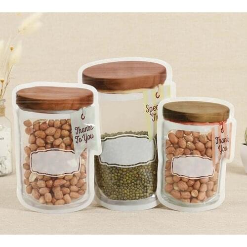 1PC Reusable Seal Mason Jar Bottles Bags Food Container Zipper Bags Food Storage Candy Cookies Organizer Ziplock Bags Pouches