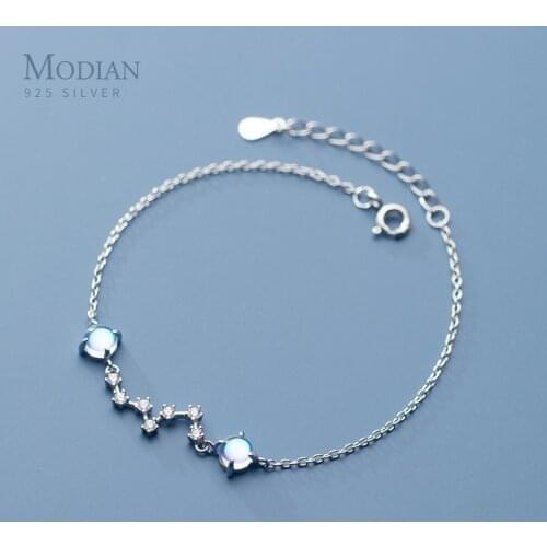 Modian New 925 Sterling Silver Colorful Crystal Planet Bracelet for Women Link Chain Fashion Wedding Engagement Original Jewelry