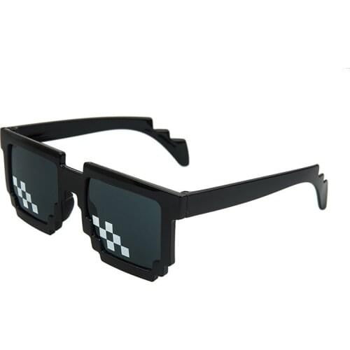 Mosaic Sunglasses Trick Toy Thug Life Glasses Coding Pixel Trendy Cool Glasses Women Men Black Mosaic Sunglass Kid Funny Eyewear