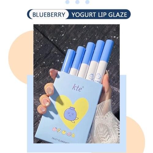 Kte Fruit Cigarette Tube Lipstick Set Lip Glaze Set Box Matte Lip Mud Lasting Waterproof Lip Gloss Lip Makeup Cosmetics Tools